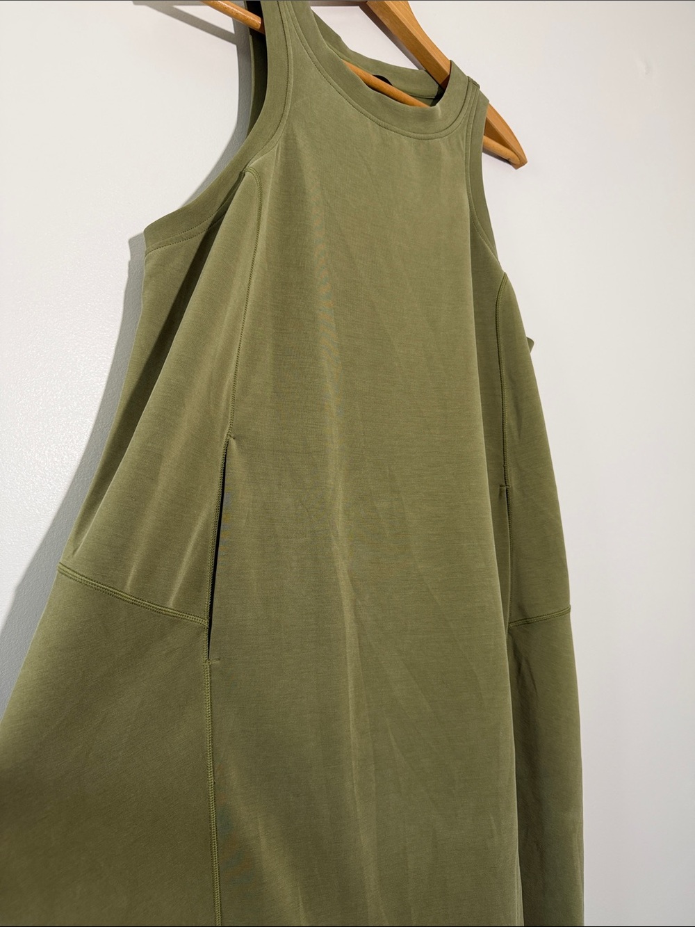 lululemon athletica Sleeveless Soft-Streme Mini Dress in Olive Green - Picture 3 of 7